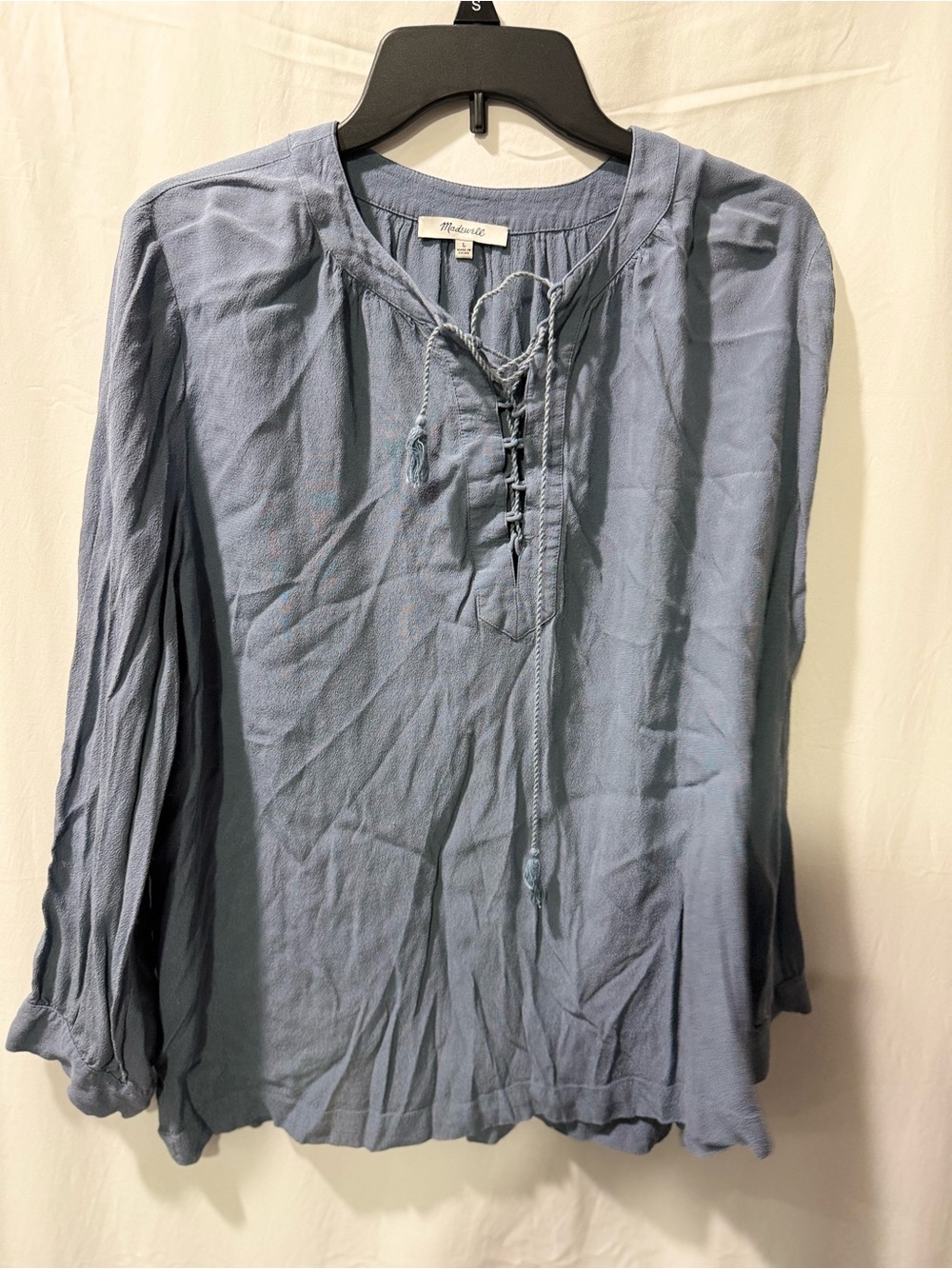 Madewell Blue Lace-Up Peasant Tunic